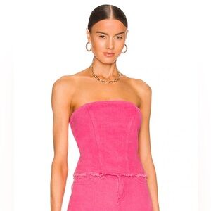 REVOLVE - Superdown Strapless Denim Top in Pink